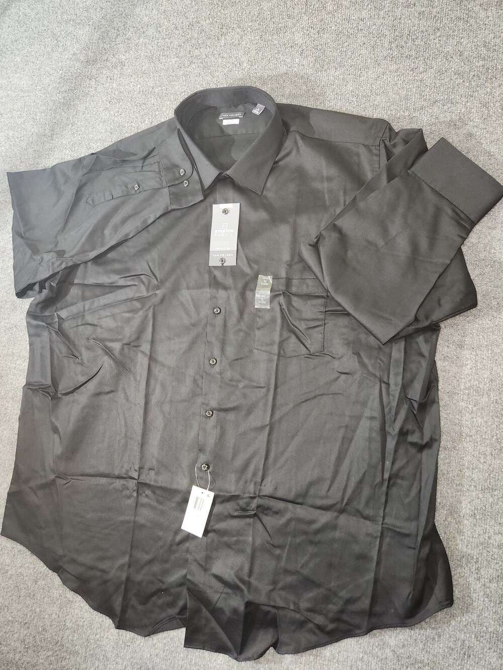Van Heusen Big Fit Stretch Wrinkle Free Dress Shirt Black 19 34/35